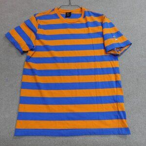 OVO Shirt Orange Blue Medium Striped October's Very Own Made in Canada